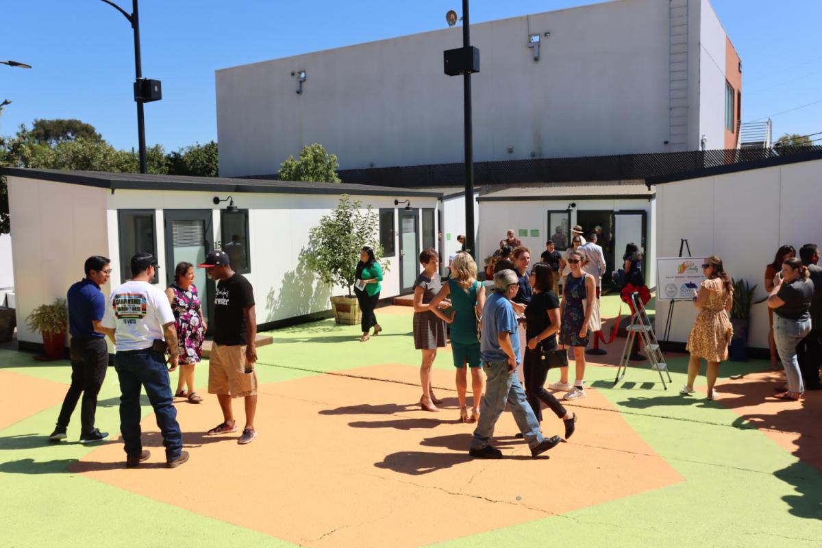Families and city leaders at the grand opening of Serenity Homes. Photo courtesy of the city of Baldwin Park.
