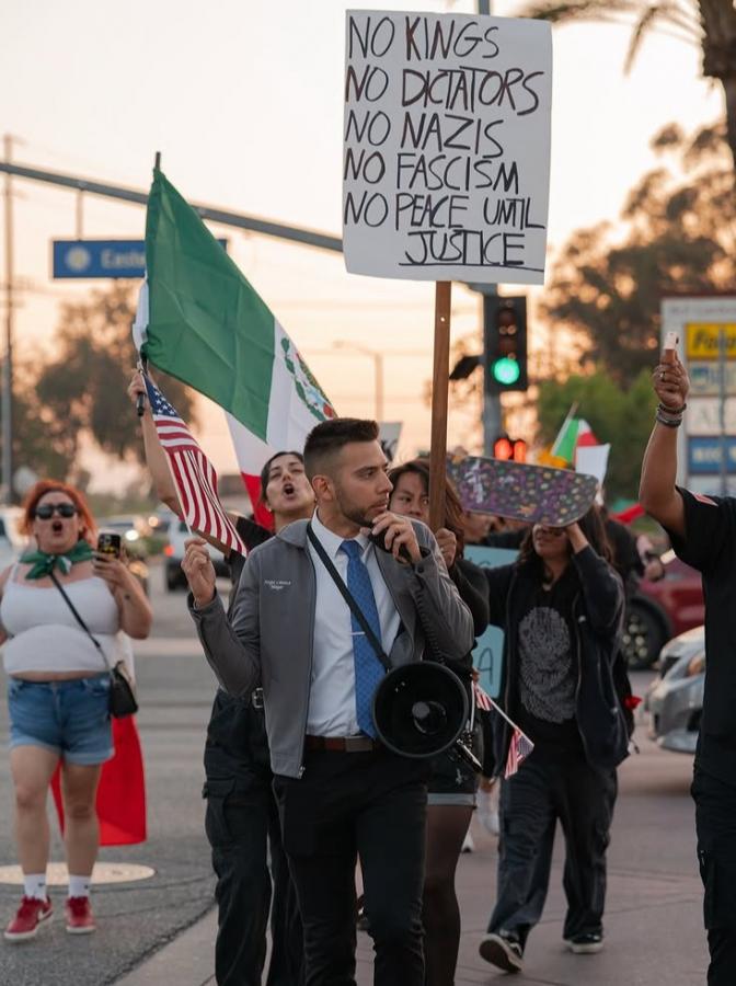 Bell Gardens Council Member Jorgel Chavez at a community demonstration following federal immigration enforcement actions earlier this year. Photo courtesy of Jorgel Chavez.