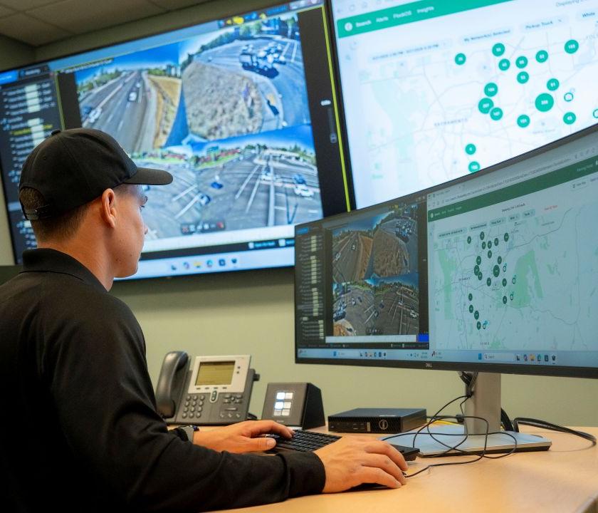 Rancho Cordova employee monitors traffic conditions on computer screens