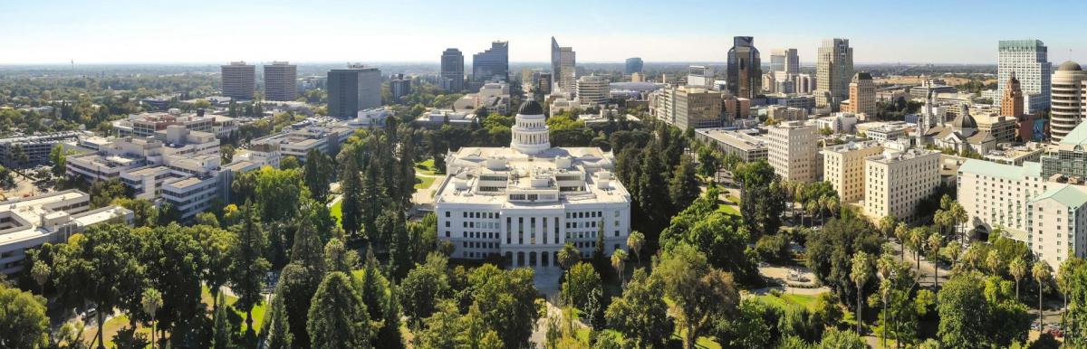 Aerial view of Sacramento and the state Capitol.