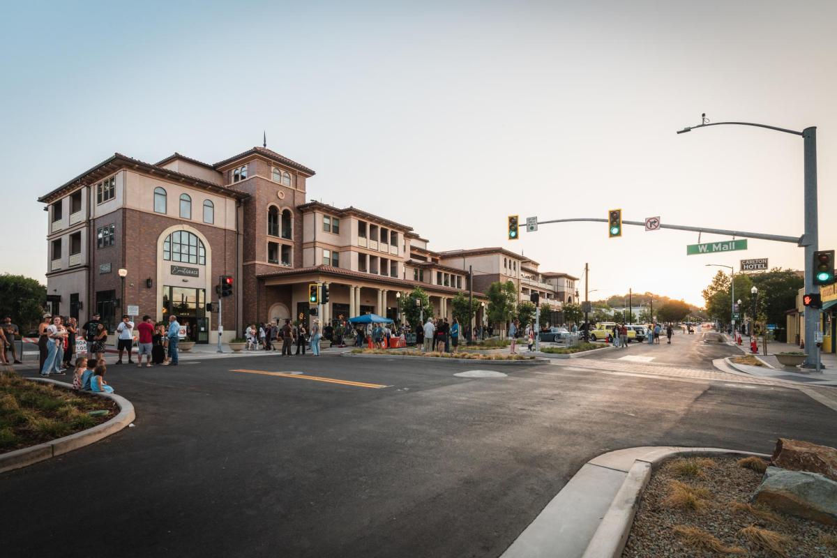 Newly paved road in downtown Atascadero