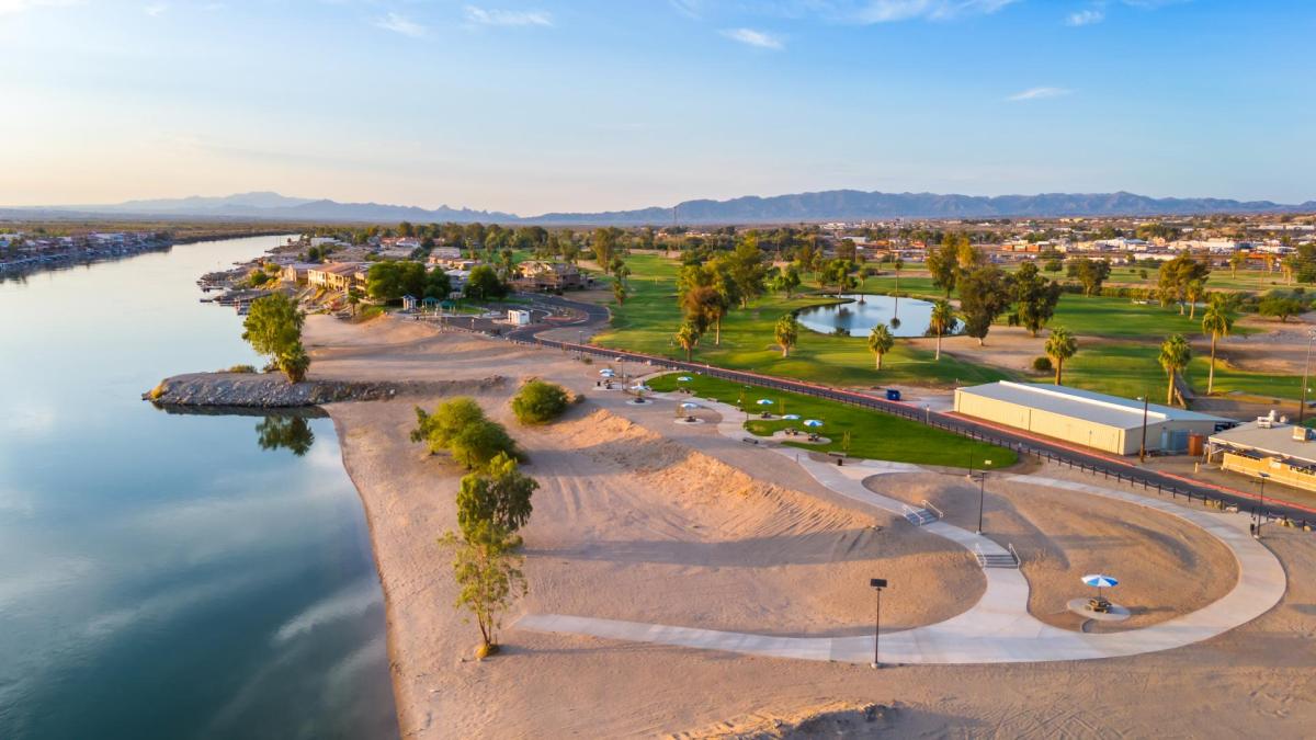 Aerial view of the Bob Belt Beach Park 
