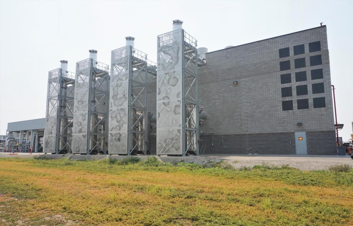 The cogeneration facility at the San José-Santa Clara Regional Wastewater Facility features artwork by Buster Simpson.