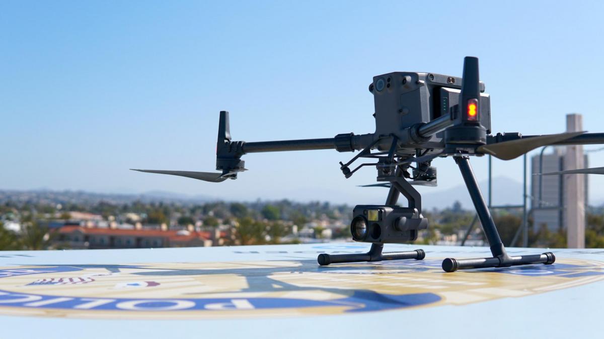 Drone on building