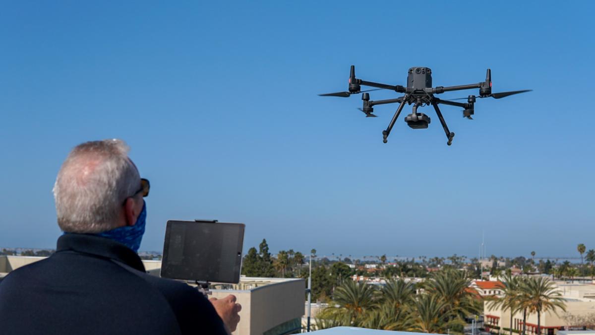 Man flying drone