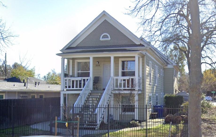 Exterior view of Sacramento triplex. 