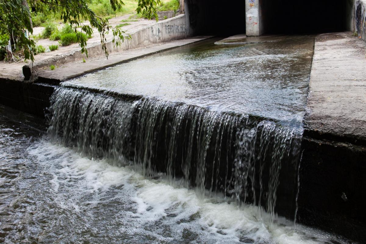 Water flow from underground tunnel.