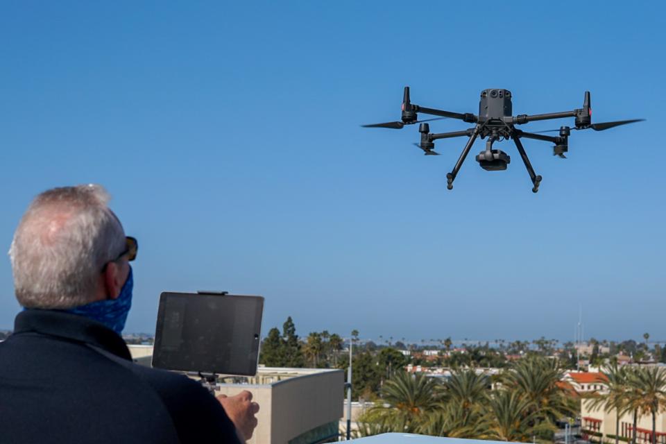 Man flying drone