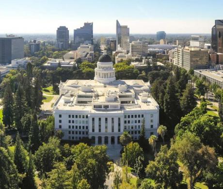 Aerial view of Sacramento and the state Capitol.
