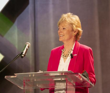 Cal Cities new president  speaks at podium