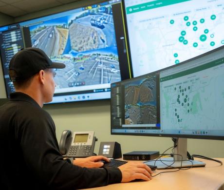 Rancho Cordova employee monitors traffic conditions on computer screens