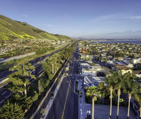 Pismo Beach aerial view of street