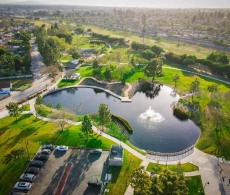 Aerial shot of park