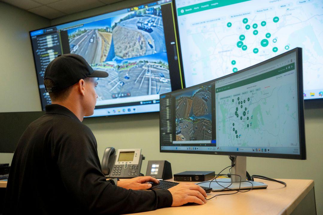 Rancho Cordova employee monitors traffic conditions on computer screens